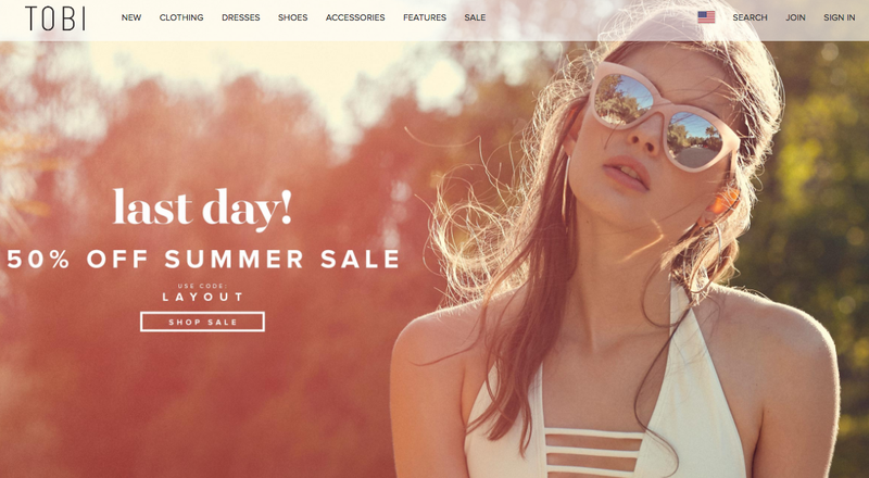 Tobi, 50% off Summer Styles